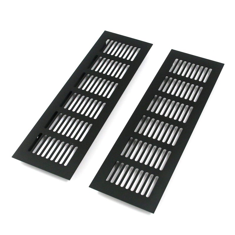Geesatis 2 Pcs Louvered Ventilation Grille Air Vent for Cabinet Shoe Cabinet Hardware Accessories Ventilation Cover, with Mounting Screws, Black, 9.8 x 3.1 inch / 250 x 80 mm